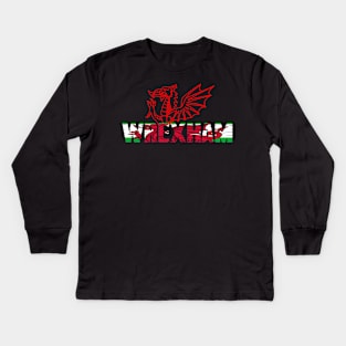 WREXHAM WELSH FLAG DRAIG GOCH RED DRAGON Kids Long Sleeve T-Shirt